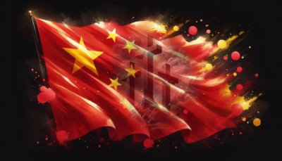 Can China and U.S. governments define a new Christianity? - illustrated by a barely visible crucifixion scene overlayed with a chinese flag