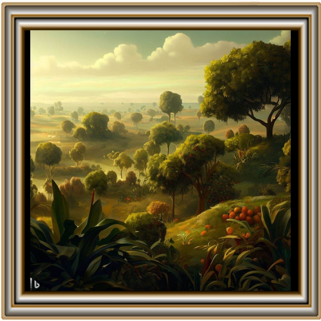 creation day 3 - land and plants - framed - 1200-1200 » God versus religion Creation day #3 - Let the water under the sky be gathered to one place, and let dry ground appear
“Let the land produce vegetation: seed-bearing plants and trees on the land that bear fruit with seed in it, according to their various kinds