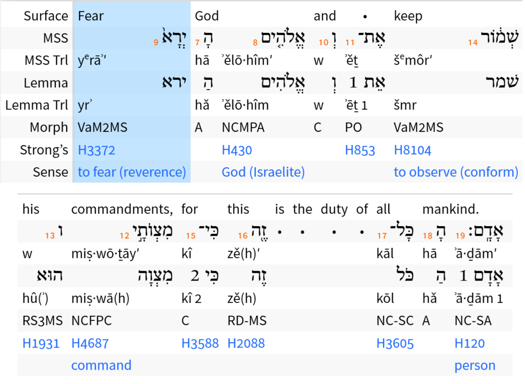 Ecclesiastes 12:13 - the duty (?) of man?