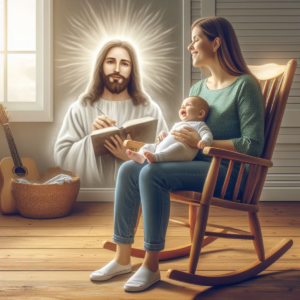 mother singing "Jesus love me, this I know" to her baby