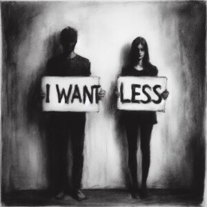 people holding "I want less signs" to represent the question: why do we settle for less when we could have more?
